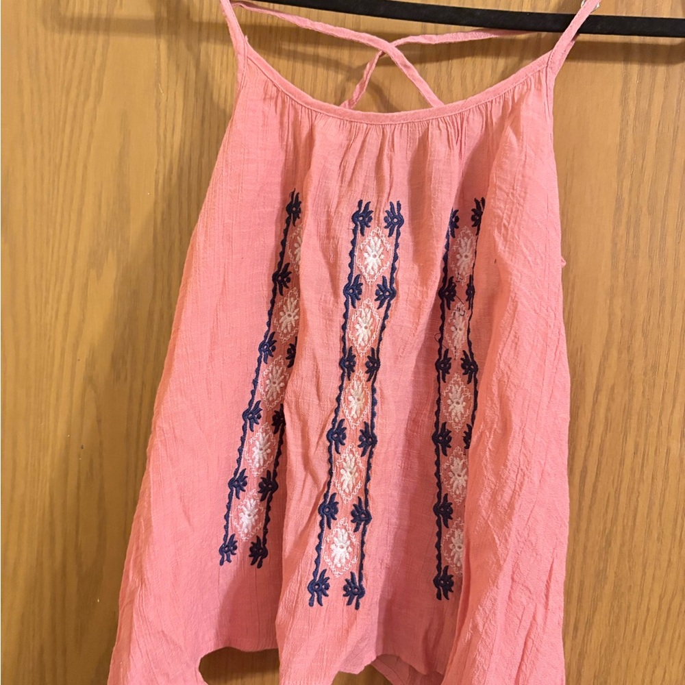 Rue21 Pink and Blue Embroidered Camisole
